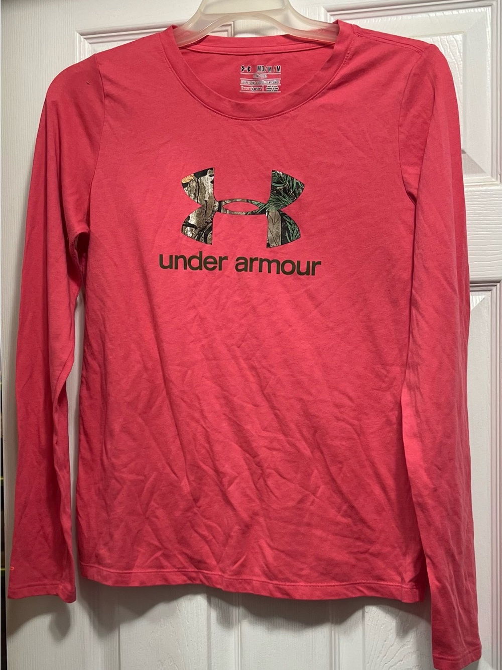 Under Armour Women’s Coral Long Sleeve Tee with Camo Logo